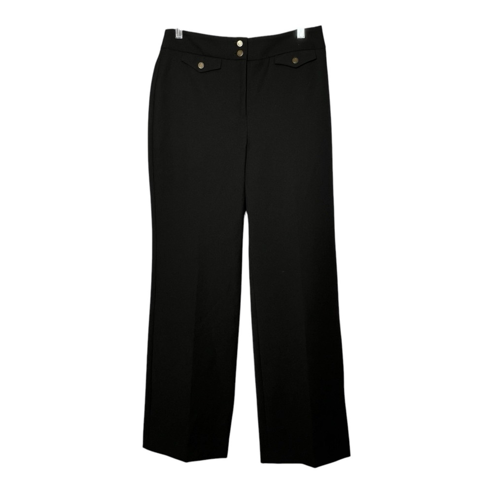 TALBOTS Black Wide Leg Dress Pants Size 4 Classic Button‎ Detail